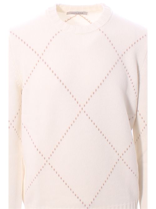 wool and cashmere marquetry crew neck LA FILERIA | 1315619653001